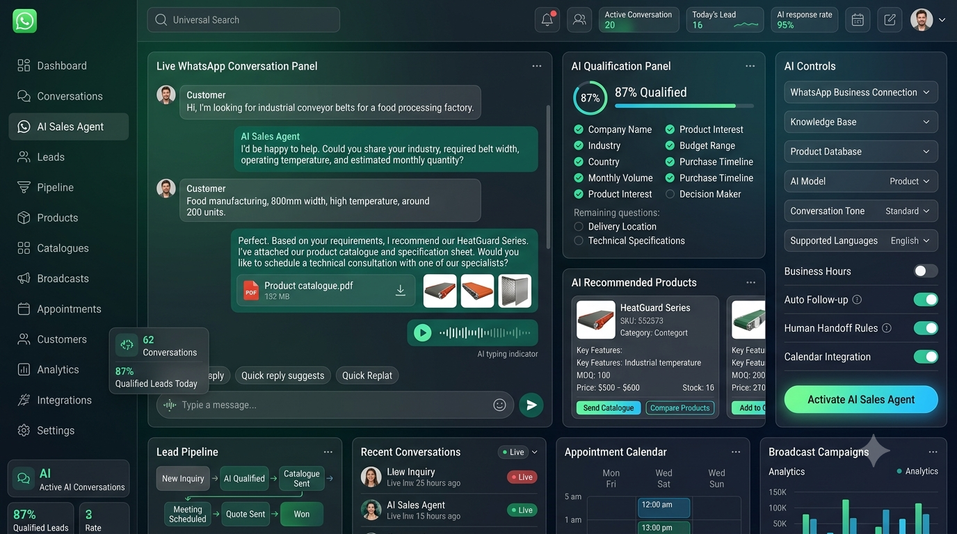 WhatsApp AI Sales Agent — live conversation